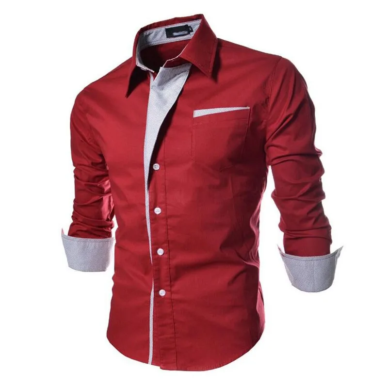 red Новинка, брендовые рубашки с длинным рукавом, соц., мужские, 5 цветов, облегающие, в полоску, рубашки размера плюс, 3xl, мужские рубашки - Цвет: red