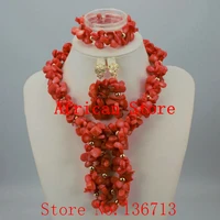 orangered fashion nigerian wedding african coral beads jewelry set costume jewelry set free shipping r191
