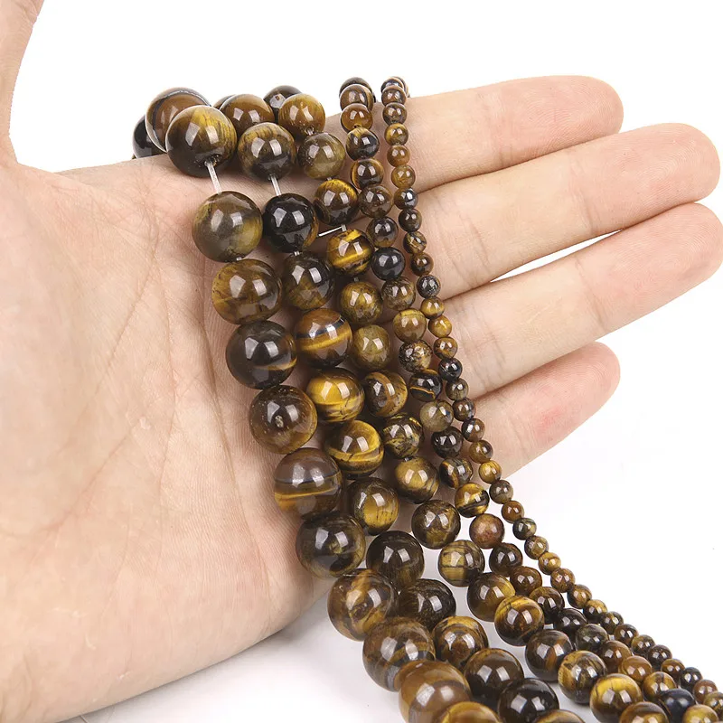 Natural Stone Brown Gold Tiger Eye Agates Round Beads For DIY Jewelry Making | Украшения и аксессуары