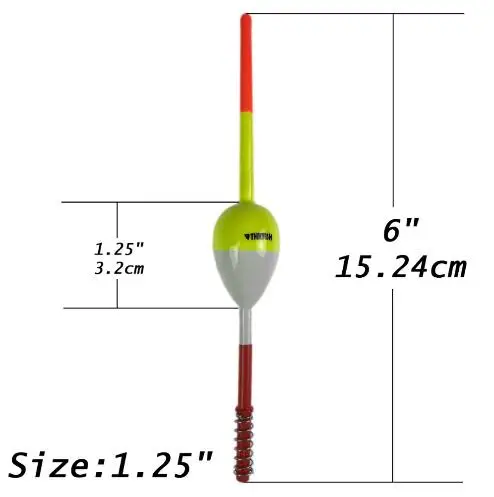 2pcs 1.25inch 2 шт./лот поплавок для весенней рыбалки 1,25 ''X 6'' " X 6" Crappie Panfish Balsa Деревянный Поплавок для весенней рыбалки - Цвет: 2pcs 1.25inch