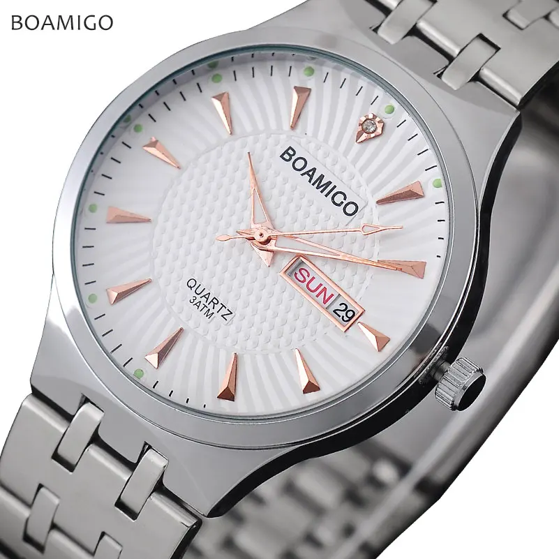 Моды для мужчин кварцевые часы серебро стали наручные платье бизнес мужчины топ