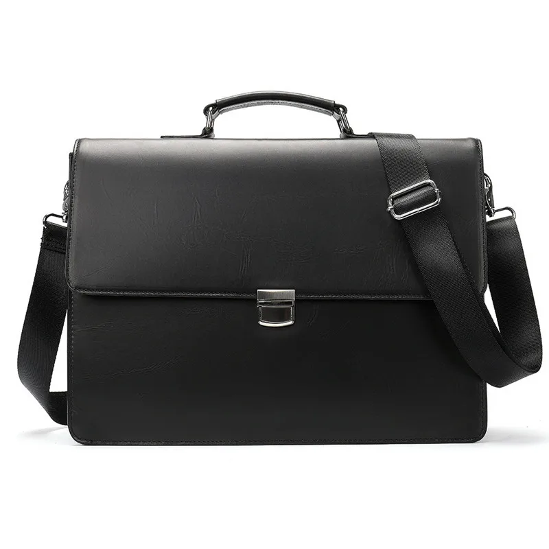 PNDME high quality business genuine leather black men's briefcase casual simple laptop bag office shoulder messenger bags 2019