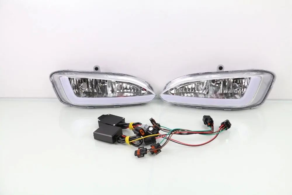 LED DRL daytime running light for Hyundai IX45 New santa fe 2013-15 guiding design pure white with yellow turn |
