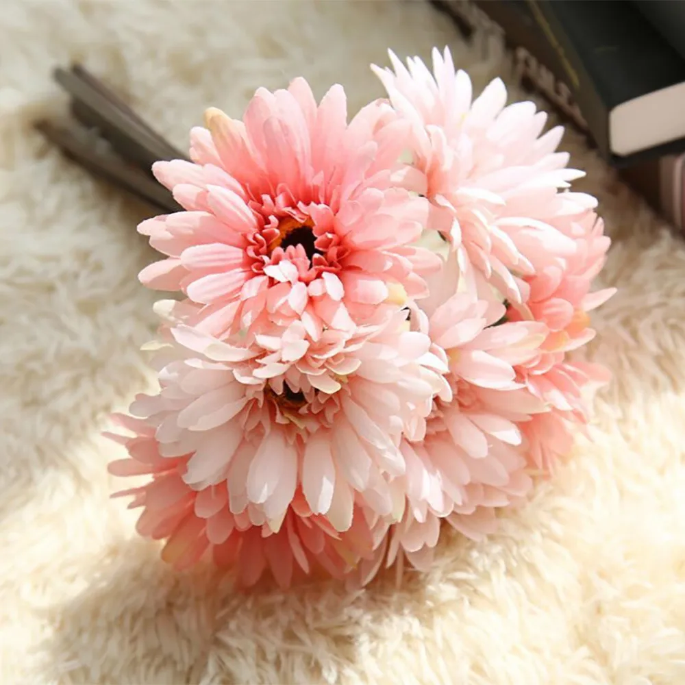 Искусственные цветы из пластика искусственные Гербера для дома свадебный букет