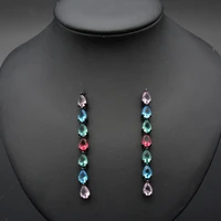 925 sterling silver crystal multi color zircon black and white metal earrings choose jewelry accessories that women like