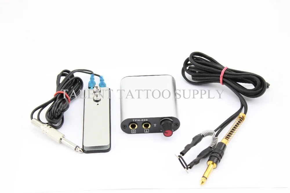 Высокое качество мини-источник питания татуировки в серебре с педалью