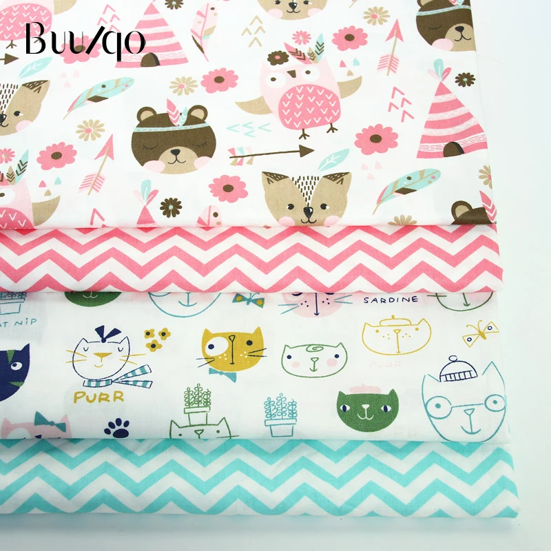 Детская хлопчатобумажная ткань с принтом кошек для самостоятельного