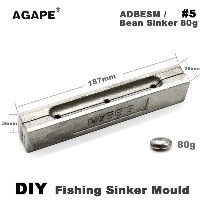Agape DIY рыболовные бобы грузила форма ADBESM/#5 80 г 3 полости | Спорт и развлечения