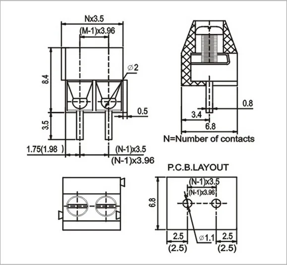 20 штук kf350-3.5-2P 3P 3,5 мм Шаг прямой контактный pcb клеммный блок разъем 2PIN 3PIN зеленый KF350 3,5 2P KF350-2P