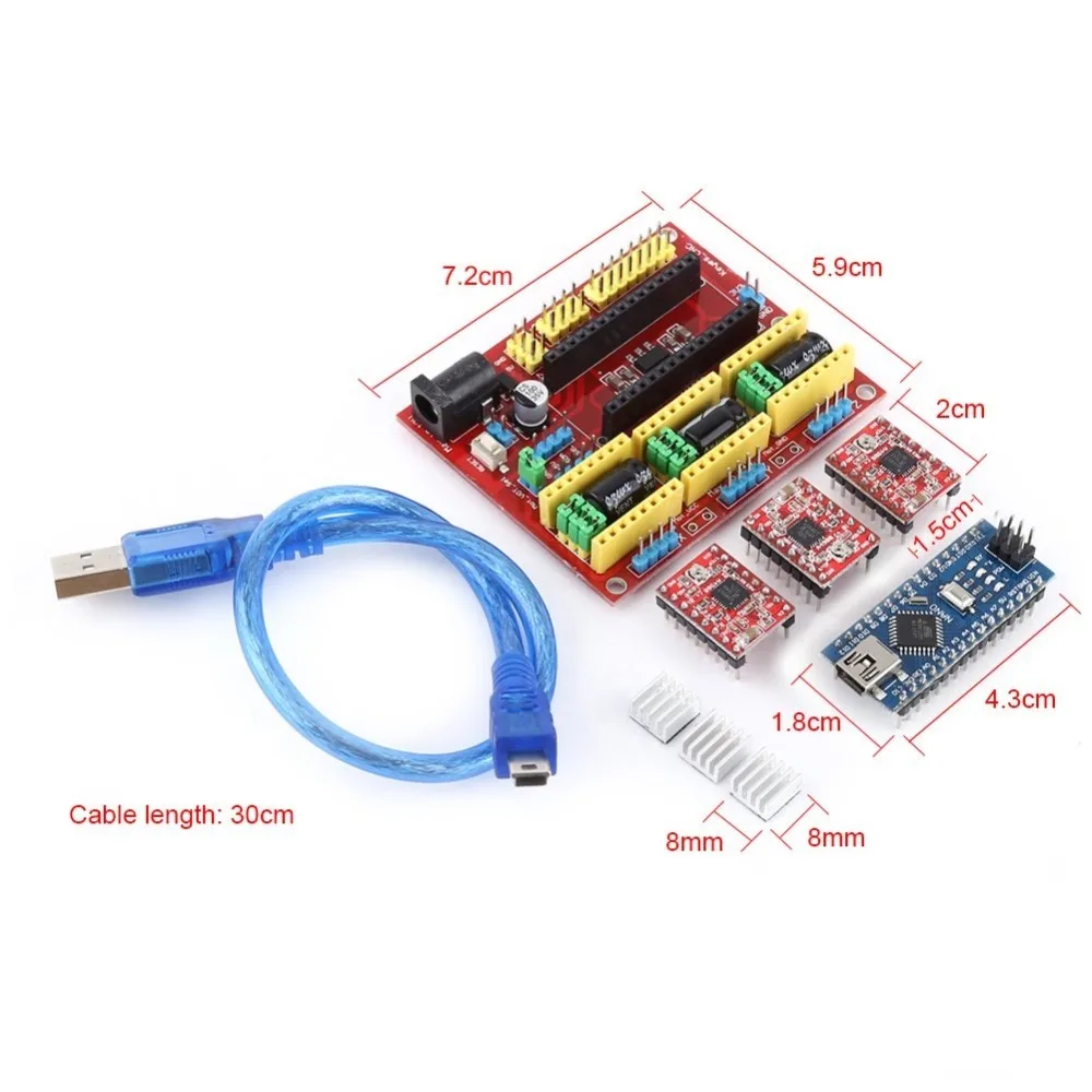 Гравировка Плата расширения комплект контроллера Cnc Щит V4 Nano 3 0 плата A4988 Драйвер