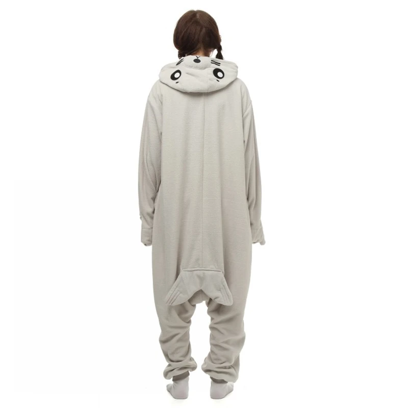 Взрослые фланелевые пижамы унисекс серый печать мультфильм костюмная Пижама