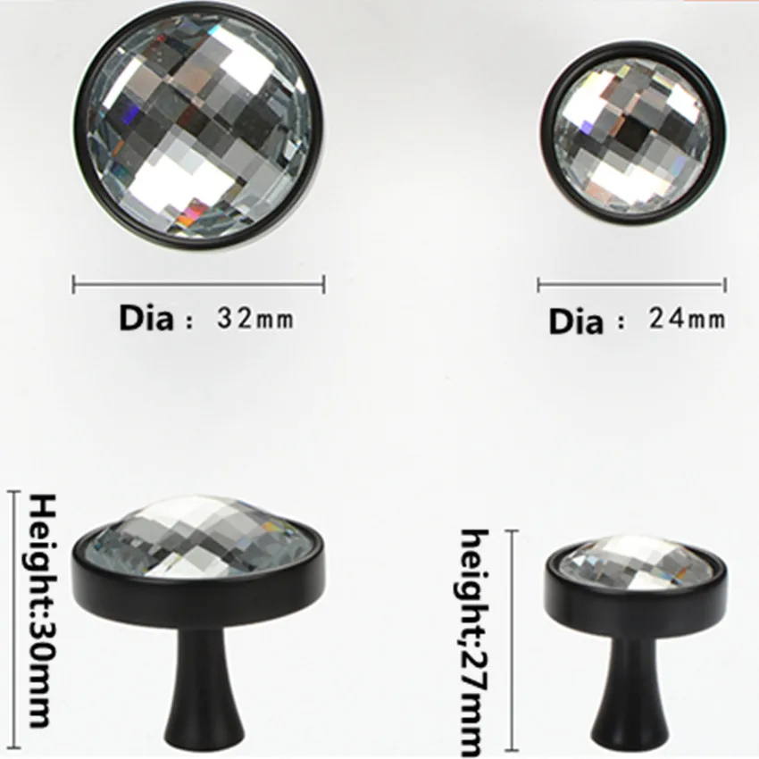 dia 32mm 24mm silver chrome gold black transparent crystal drawer shoe cabinet Tv Wine cupboard knob pull handel | Обустройство дома