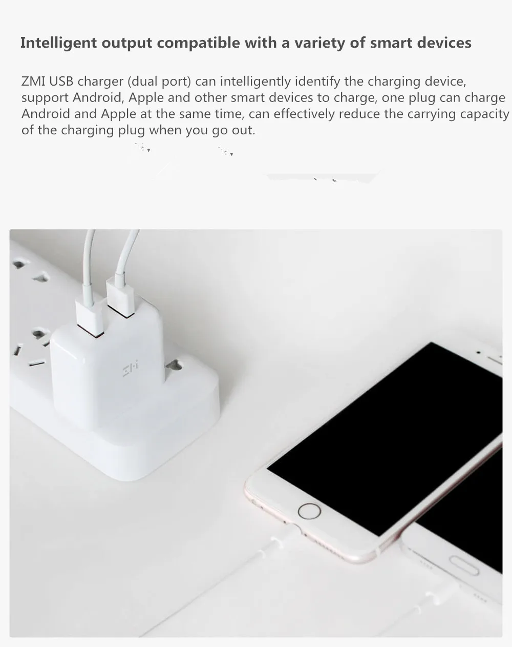 Xiaomi ZMI, зарядное устройство для телефона, двойной USB QC3.0, зарядка 15 В, 3.6A, 18 Вт, подходит для iPhone, samsung, iPad, huawei, смартфона