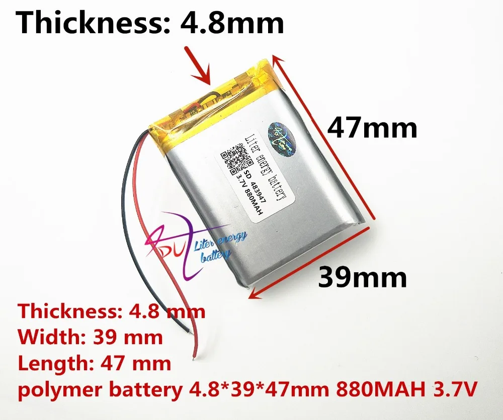 Batería recargable LiPo de polímero de litio 3,7, 880 V, 483947 mah, para Mp3, MP4, MP5, DVD PAD, tableta móvil, envío rápido, la mejor marca