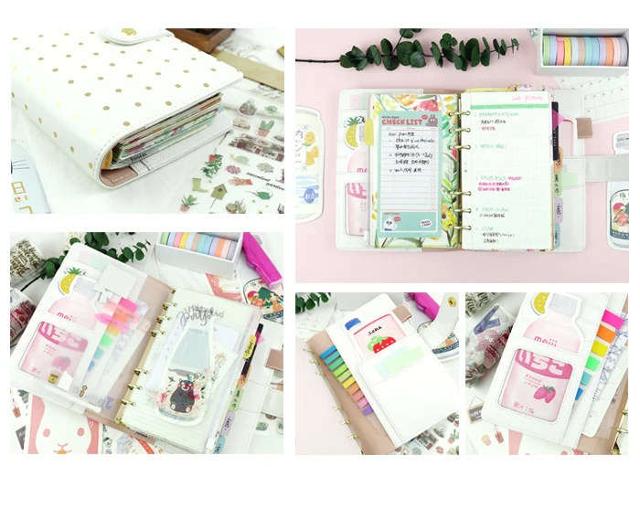 MyPretties в Золотой горошек Binder Тетрадь A5 A6 планировщик организатор Журнал Повестка DIY Kawaii Канцелярские