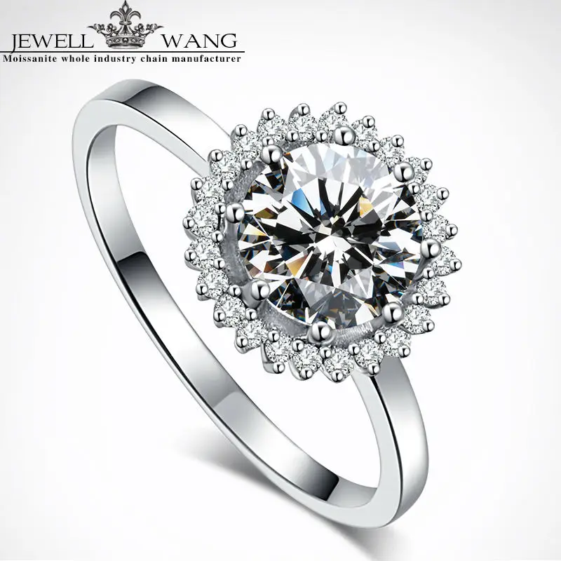 Ювелирные кольца с муассанитом цветочный дизайн 1.00ct карат 18 К белые золотые обручальные кольца для женщин ювелирные украшения подарок для девочки