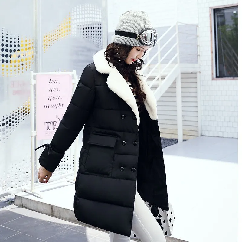 2019 new fashion black Winter Coat Women Slim Snow Outwear Mid Long Wadded Jacket Thick Cotton Padded Warm Parkas MY34 | Женская одежда