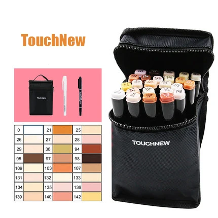 TouchNew Black 24 цвета кожи цвет художественные маркеры двуглавый алкоголь жирный на основе эскизов кисти ручка для художника школы художественные канцелярские принадлежности - Цвет: TouchNew Black