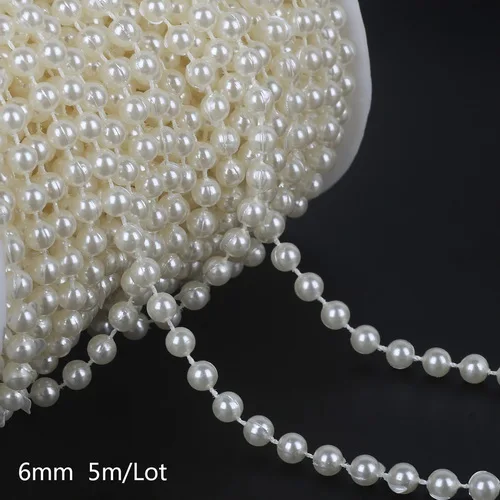 6mm 5m Много размеров 2-10 м/уп. ABS имитация жемчуга бусины цепь отделка для DIY Свадебная вечеринка украшения ювелирных изделий Ремесло АКСЕССУАРЫ - Цвет: 6mm 5m