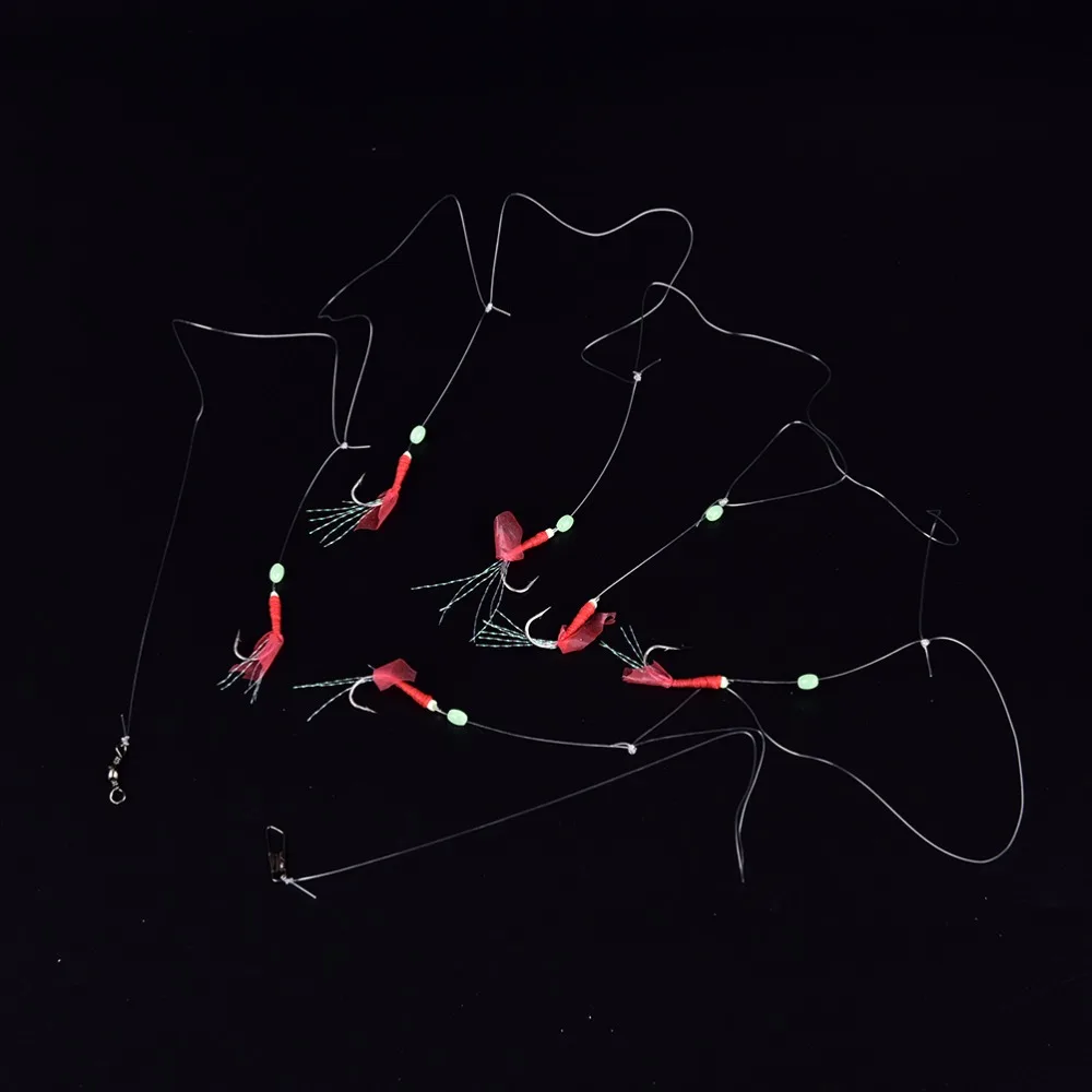 1 Упак./6 шт. красные Сабики снасти рыболовные Морской приманки для ловли на блесну