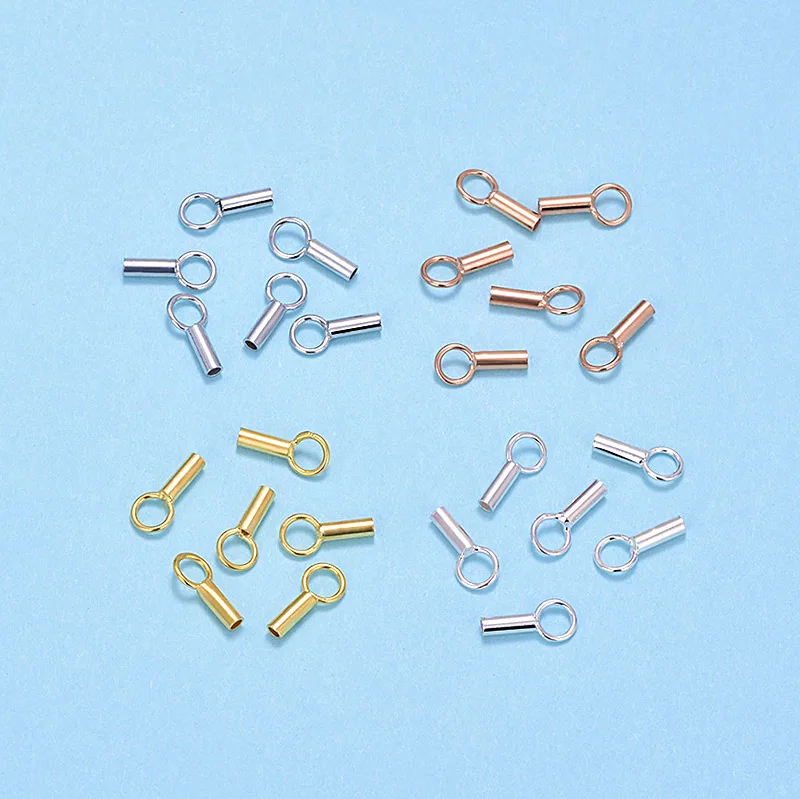10pcs 925 Sterling Silver Color End Caps Clasps for Leather Bracelet Jewelry Necklace DIY Making Accessories