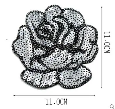Silver Color 5pcs AHYONNIEX 5 шт./лот расшитые блестками бусины бренд роза ткань патчи гладить на аппликация на сумку наклейки на одежду - Цвет: Silver Color 5pcs