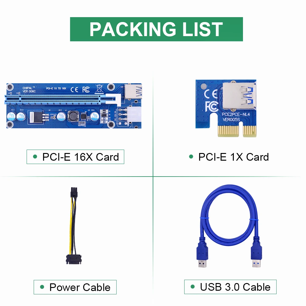 Райзер-карта CHIPAL VER006C PCI-E 006C PCI Express 1 м 0 6 кабель USB 3 шт. | Компьютеры и офис