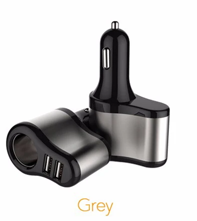grey Автомобильное зарядное устройство Konsmart с двумя usb-прикуривателями Переходник USB для зарядки в машине Зарядка для iPhone для redmi note 5 pro автомобильное зарядное устройство - Тип штекера: grey