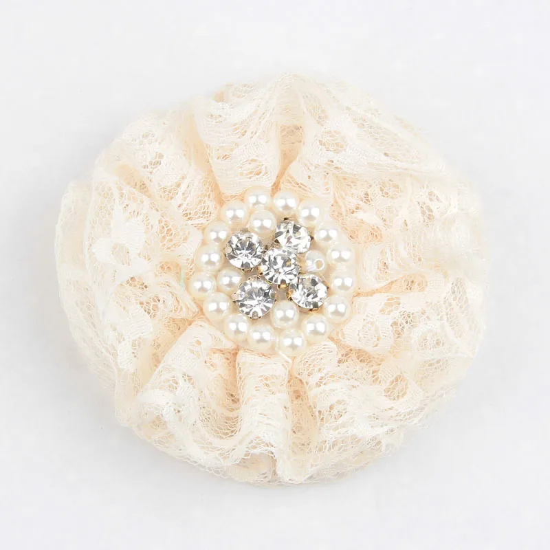 Yundfly 3 шт новорожденных кружева бисером шифон цветок с жемчугом Стразы потертые