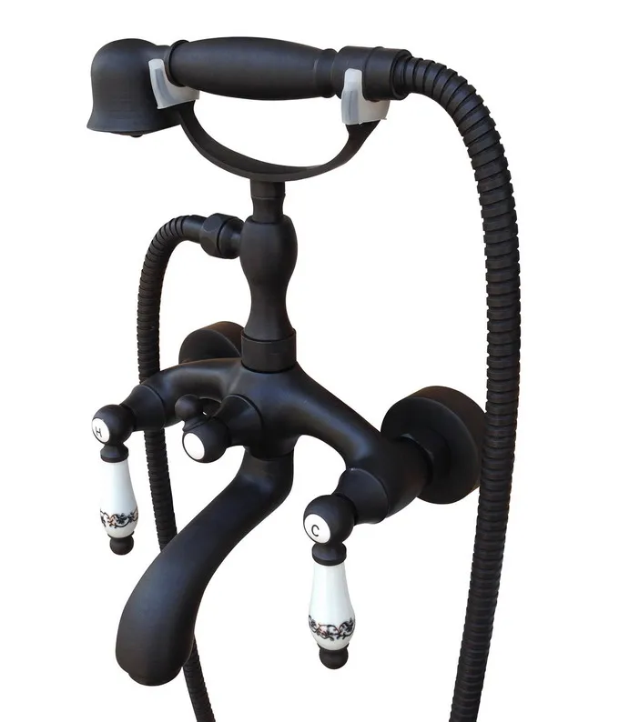 Латунный смеситель с двойными керамическими ручками настенный кран креплением