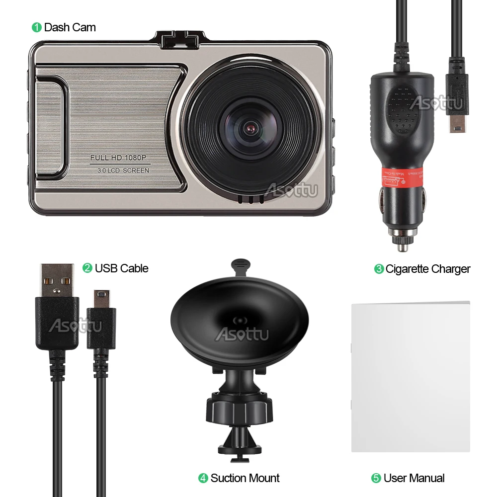 3-дюймовый Видеорегистраторы для автомобилей 1080 P FHD 170 градусов Широкий формат