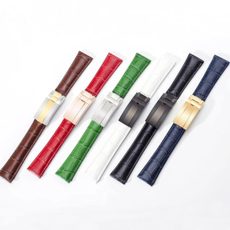 Watch accessories For Rolex leather watch strap with men's water ghost watch series 20mm ladies sports strap folding buckle