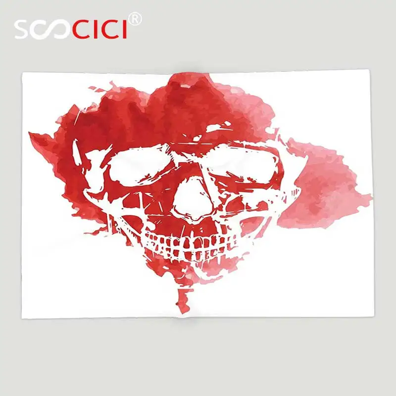 

Мягкое Флисовое одеяло на заказ, украшение для дома в стиле ужасов, череп с головой, кисть для акварели, готический скелет, брызги, вуду