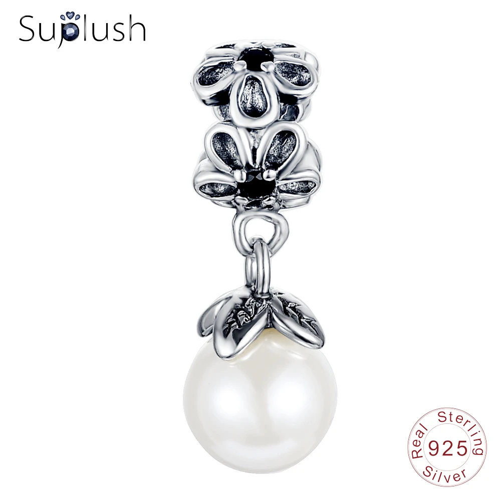 Suplush серебряные маргаритки спейсер Шарм в античном стиле 925 пробы жемчужные