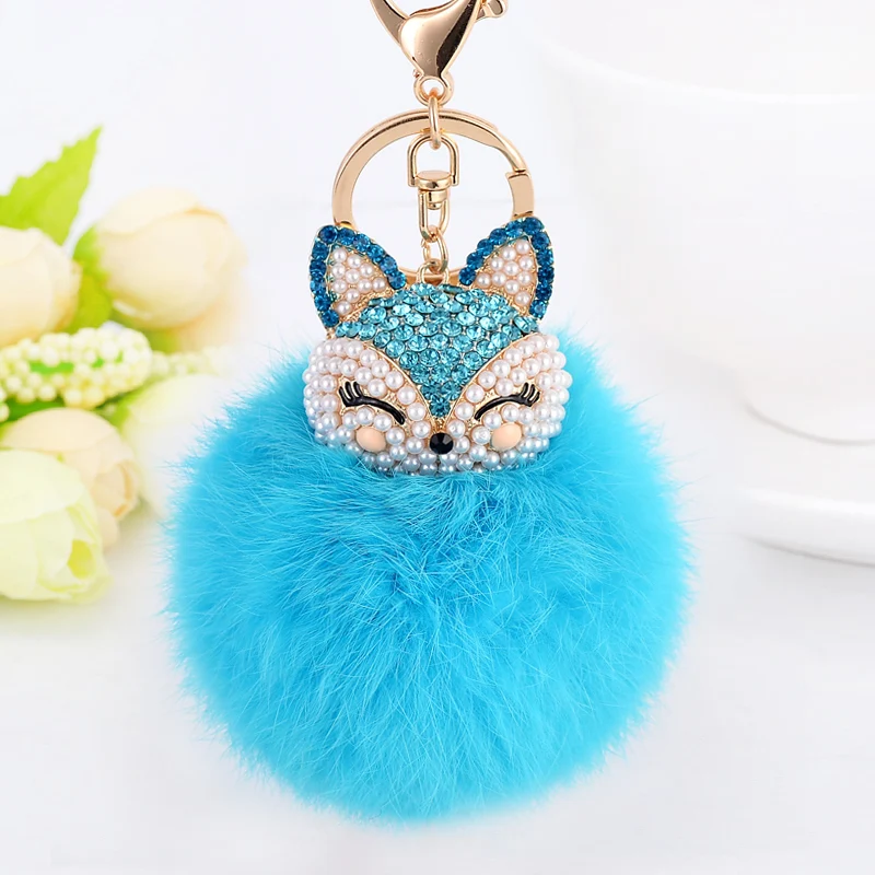 Брелок для ключей EASYA в виде милой лисы с помпоном|ball keychain|bag pendantcharm keyring |