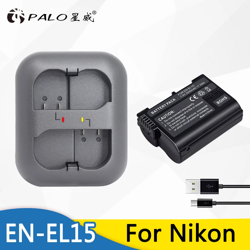 1xPalo EN-EL15 ENEL15 EN EL15 Digital Battery+LED Dual USB Charger For Nikon DSLR D600 D610 D800 D800E D810 D7000 D7100 D7200 V1