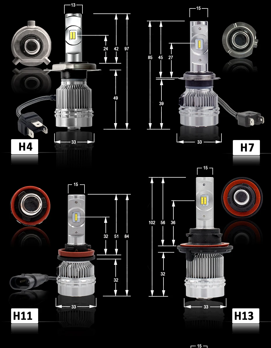 CNSUNNYLIGHT флип светодиодный H4 H7 H11 H1 H3 9005 9006 фары для автомобиля Hi-Lo луч 9000лм 6000 К белый авто фары 12 В 24 В