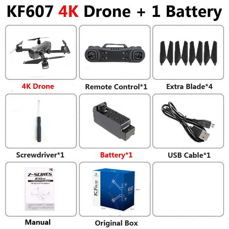 KF607 4K 1B Box KF607 Профессиональный складной мини Дрон с двойной камерой 1080P 4K HD WiFi FPV оптический поток RC Квадрокоптер Вертолет игрушки VS SG106 - Цвет: KF607 4K 1B Box