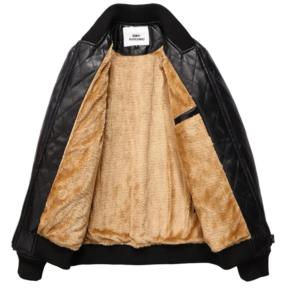 Зимняя куртка Мужская кожаная пальто брендовая одежда теплая меховая Толстая