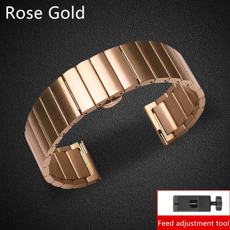 18 мм нержавеющая сталь Ремешок Для huawei часы 1/TalkBand B5/Honor часы S1 замена Браслет Высокое качество металлический ремешок для часов - Цвет: Розовое золото
