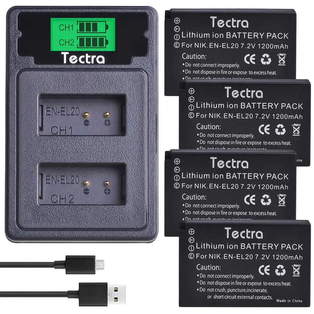 4 battery 1 charger 4 шт. EN-EL20 EN EL20 EN EL20a батарея+ ЖК USB зарядное устройство type C порт для Nikon Coolpix P1000 Nikon1 J1, J2, J3 Nikon1 AW1 - Цвет: 4 battery 1 charger