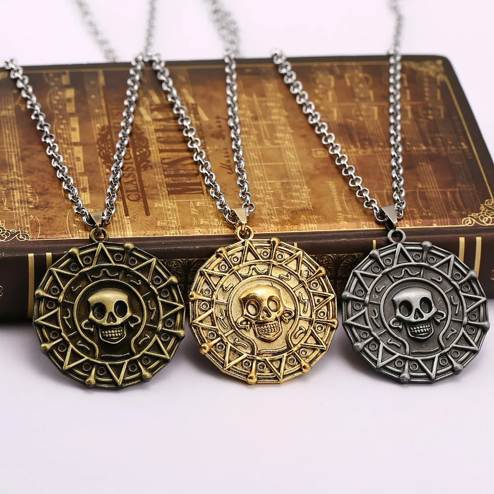 Gold Coin Pirates of the Caribbean Necklace Metal Chain Choker Necklaces & Pendants For Women Men Gift Colar Jewelry Kolye 10969 images - 6