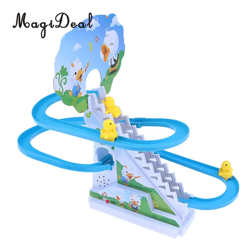 Small Yellow Duck Игривый развивающий Пингвин горка гоночный набор улучшенная версия Playset с мигающими огнями Музыка электрический подъем лестницы трек игрушки - Цвет: Small Yellow Duck