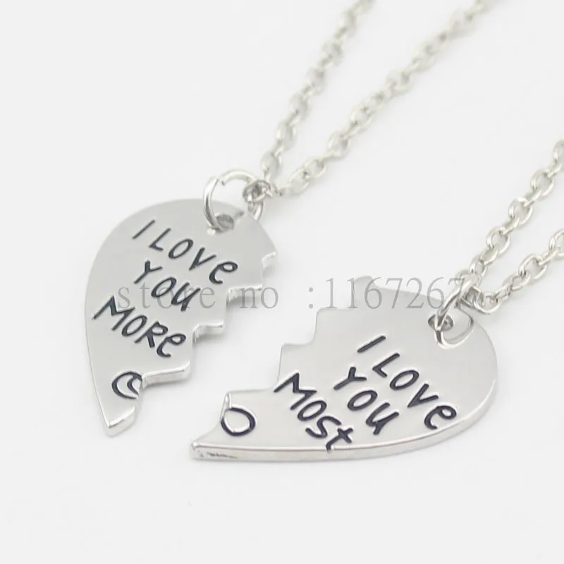 Новинка 2016 ожерелье с разбитым сердцем 2 части &quotI Love You More I Most&quot брелоки для пар и
