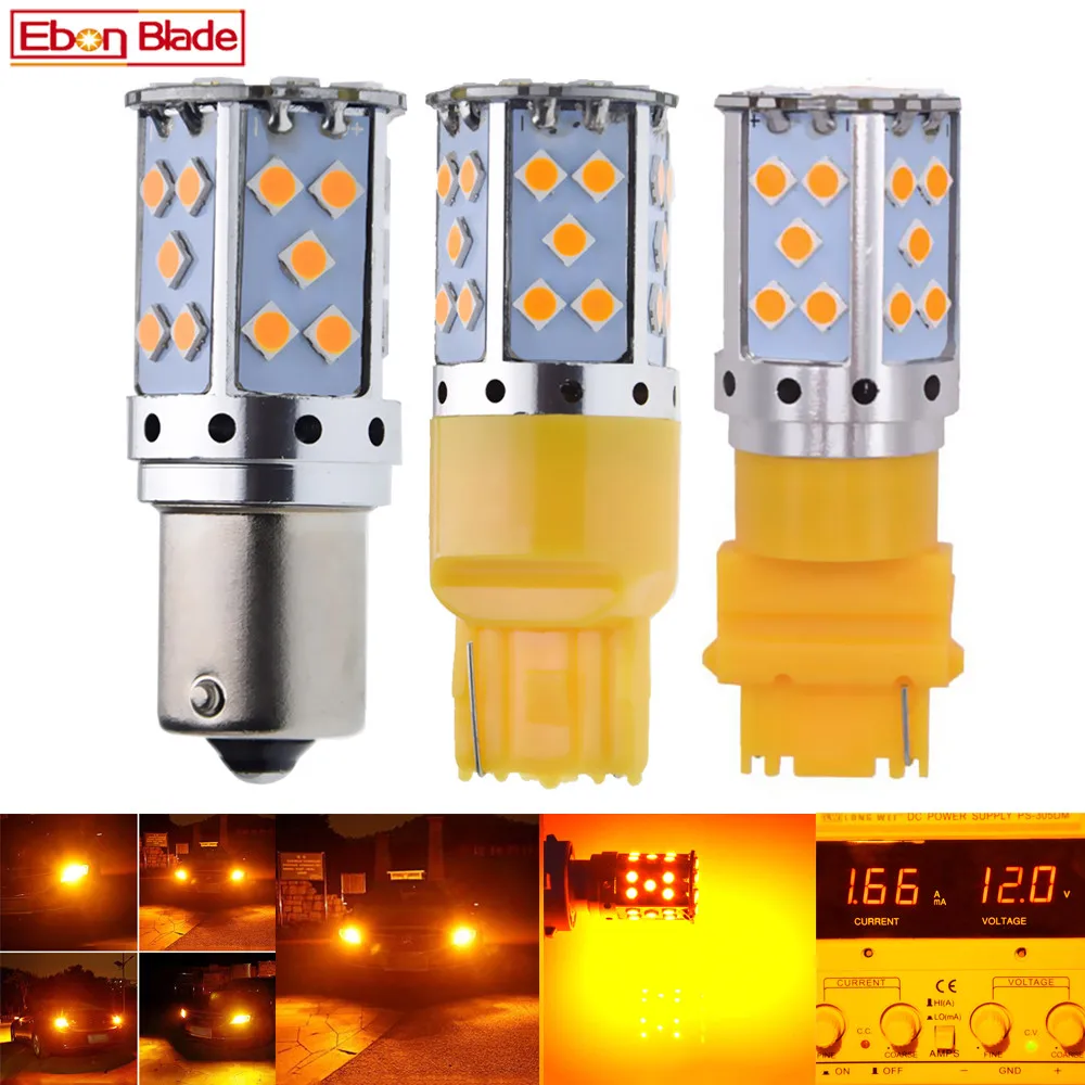 

1Pcs Car LED Turn Signal Light Amber Yellow 1156 BA15S P21W BAU15S PY21W T20 7440 W21W 3156 No Hyper Flash Canbus Bulb Lamp 12V