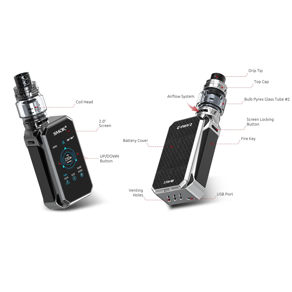 

Electronic Cigarette SMOK G-PRIV 2 Kit Luxe Edition Vape Box Mod with TFV12 Prince Tank VS Pico SMOK Alien S235