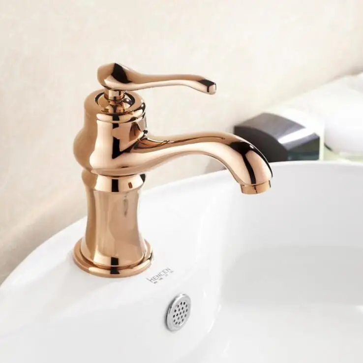 Новый смеситель для раковины современный ванной комнаты из розового золота