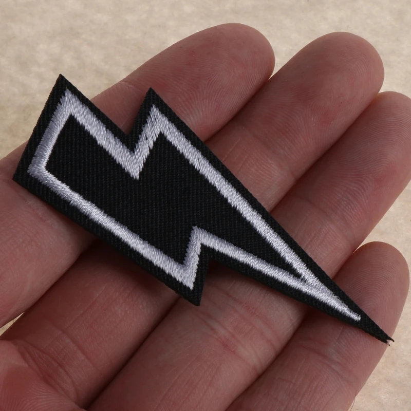 Молния вышитые утюгом патчи Одежда Ретро полосы мотив аппликации Прямая