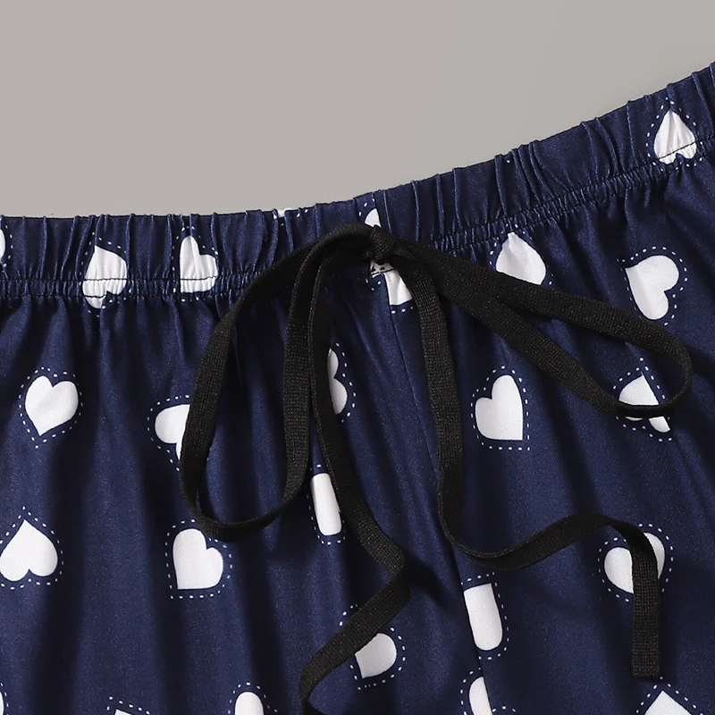SHEIN Топ С Текстовым Принтом И Брюки С Поясом Пижама Женские Весенние Многоцветные Повседневные Комплекты Пижамы