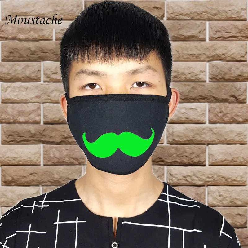 Moustache Мультфильм маски со ртом для лица унисекс Хэллоуин вечерние светящиеся маски декор здоровья Велоспорт против пыли хлопок рот маска для лица - Цвет: Moustache